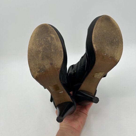 JEFFREY CAMPBELL Black Leather Platform Ankle Strap Booties Heels Shoes Size 9 - Picture 10 of 11